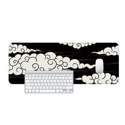 Large Japanese minimalist style desk mat with non-slip rubber base on a wooden desk