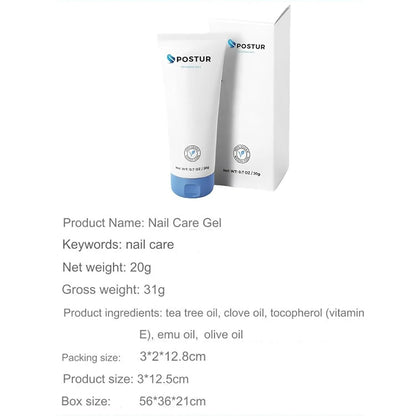 20g nail gel container measuring 3cm wide by 2cm deep by 12.8cm tall