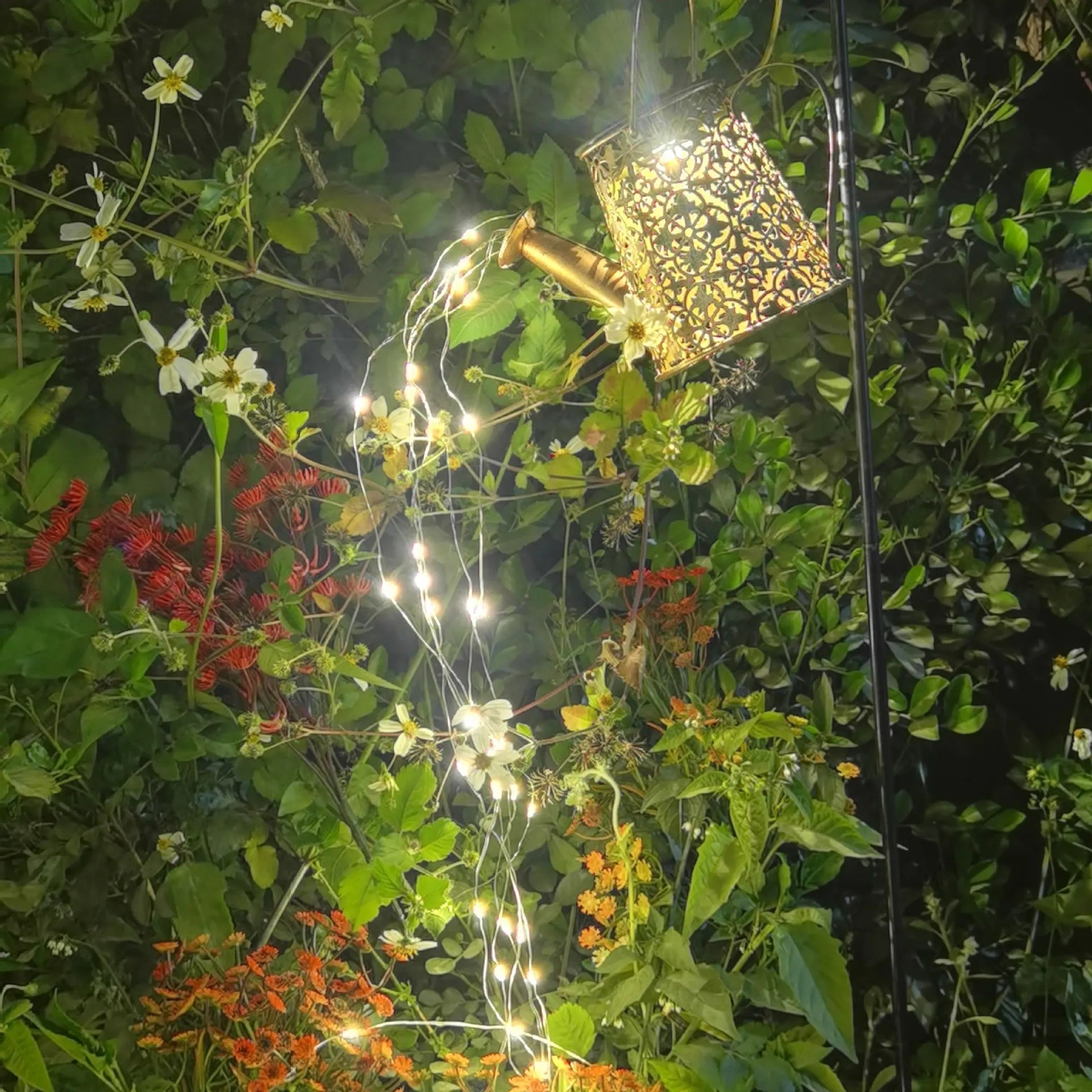 Solar-powered butterfly kettle lamp for outdoor courtyard decoration with wrought iron construction
