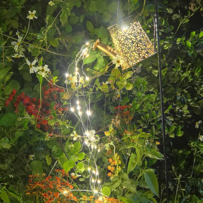 Solar-powered butterfly kettle lamp for outdoor courtyard decoration with wrought iron construction
