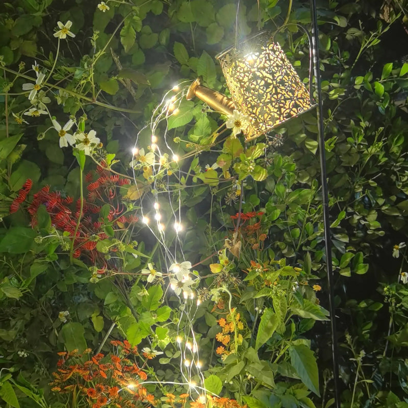 Solar-powered butterfly kettle lamp for outdoor courtyard decoration, wrought iron construction with 0.5W power rating, 6-12 hour lighting duration using AA 600 mA battery, measures 210×100×140mm for garden pathway or patio accent lighting