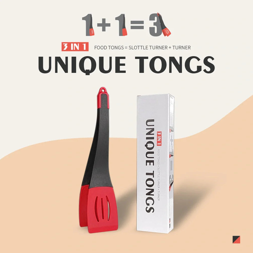3-in-1 silicone food clip spatula for frying steak and pancakes