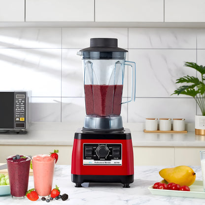 Red industrial-style commercial blender with a 2-litre jug, model A8700.