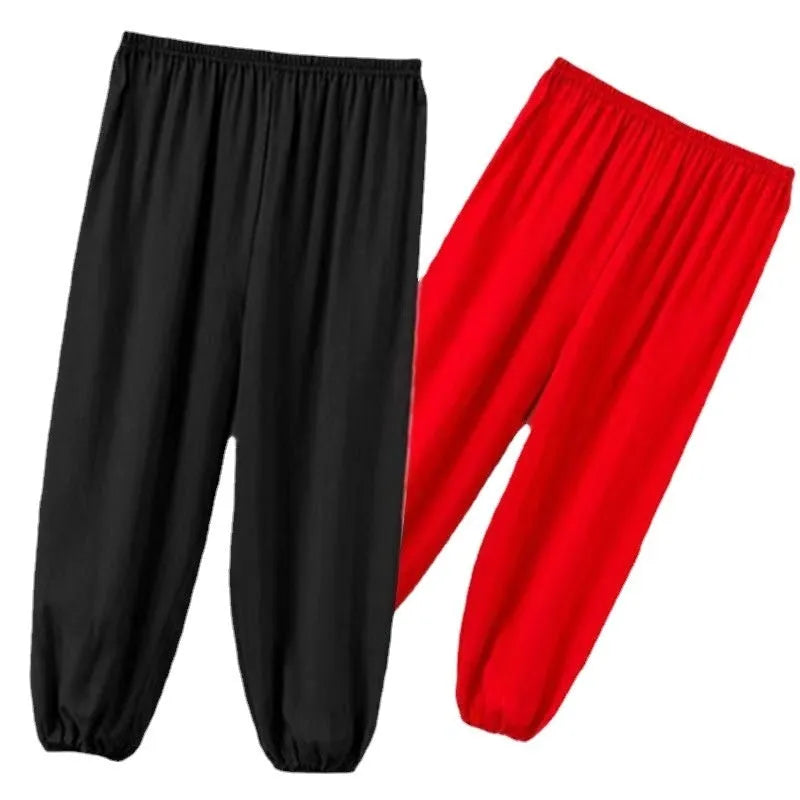 Children's high elasticity Sanda practice pants in Lycra fabric available in black, red or white