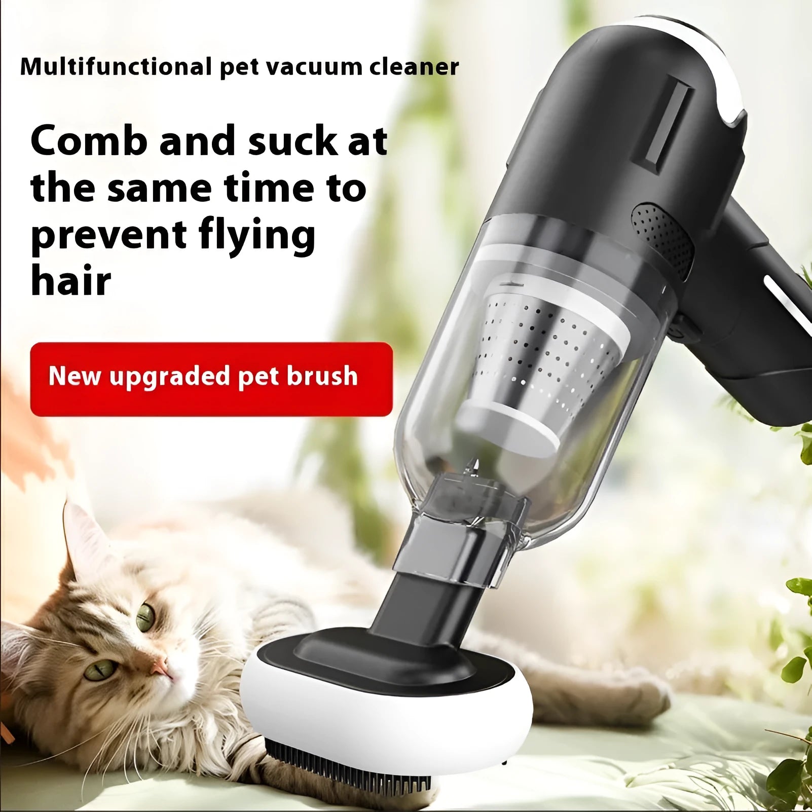Wireless handheld pet vacuum cleaner with floor brush attachment for cleaning cat and dog fur