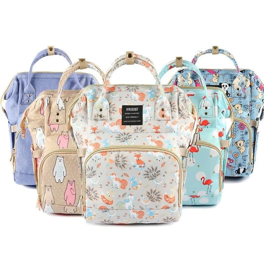 Stylish waterproof diaper backpack for mums, perfect for travel and daily use with multiple compartments.