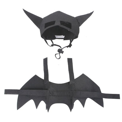 Halloween pet mask and bat wings corset in cloth, adjustable neck 25-35cm, sizes S M L