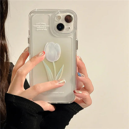 TPU all-inclusive iPhone case in gradient rose and tulip colours showing front and back protection