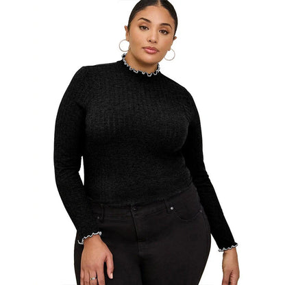 Elegant ribbed long sleeve top in various colours, including light grey, dark grey, white, black, khaki, and army green.
