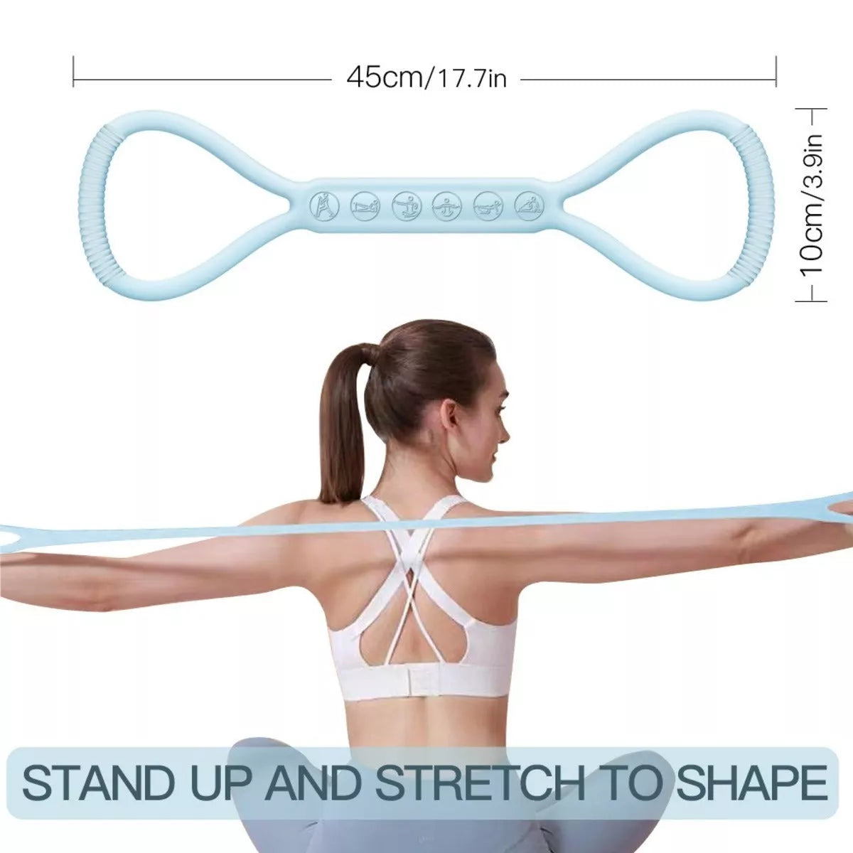 8-character Puller Silicone Yoga Mini Band Kit with Light, Medium, and Heavy resistance bands