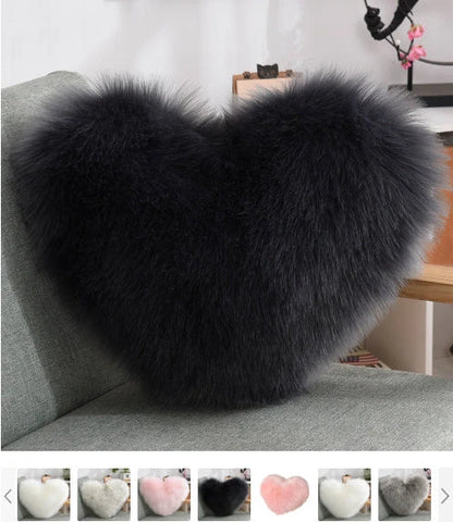 Soft, plush heart-shaped decorative throw pillow covers in various colors for living room and bedroom decor