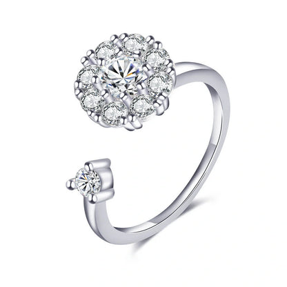Women's adjustable rotatable butterfly ring with zircon inlay, available in multiple designs