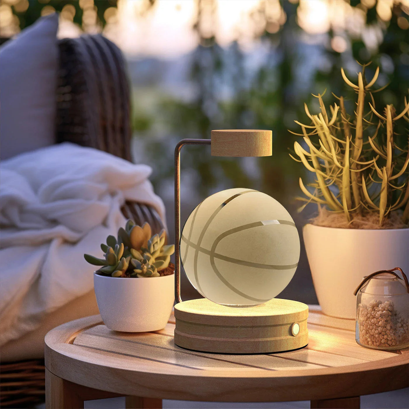 Crystal Ball Cosmic Dinosaur Indoor Night Light with USB Power and Warm Bedside Lighting