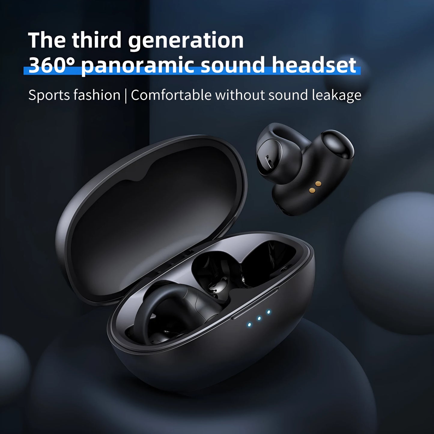 Black and white T306 wireless Bluetooth clip-on sports gaming headset on a plain background.
