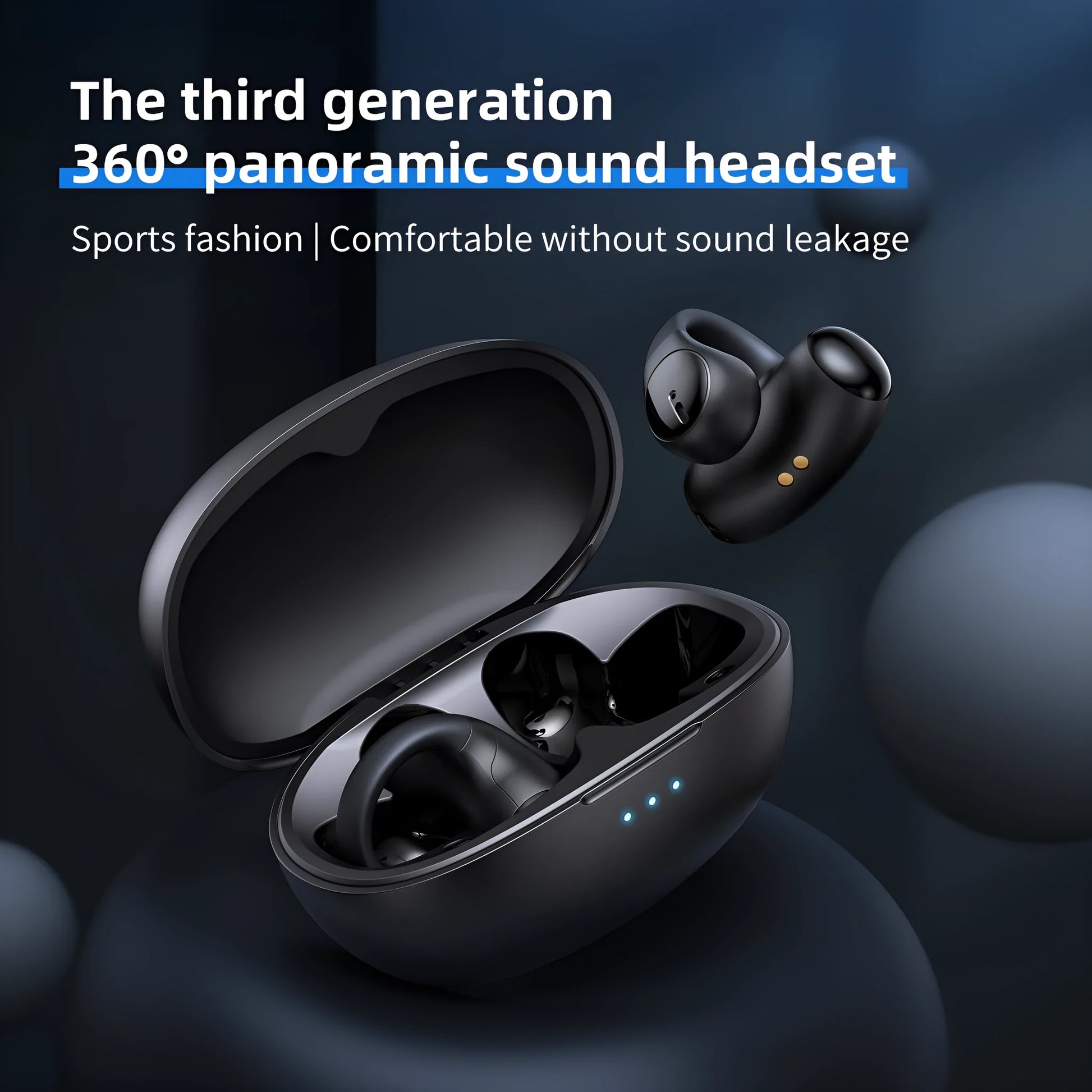 Black and white T306 wireless Bluetooth clip-on sports gaming headset on a plain background.