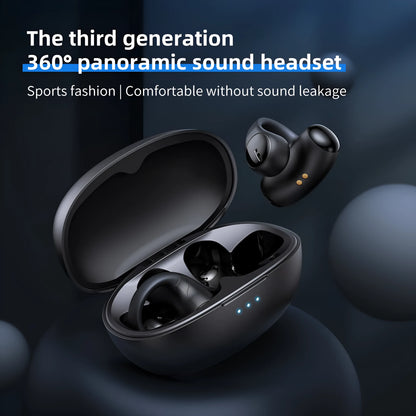 Black and white T306 wireless Bluetooth clip-on sports gaming headset on a plain background.