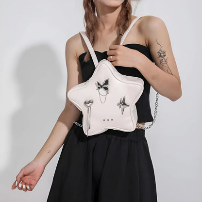 Soft PU leather women's mini backpack messenger bag shown in black, white, silver, and beige colours.