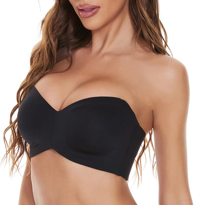 Seamless Invisible Wireless Push-Up Bra in Black and Skin Colors with Steel Ring Support