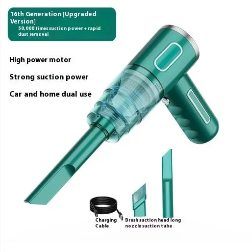 Black and green portable USB dust collector for car and home use with low 36-45dB noise operation