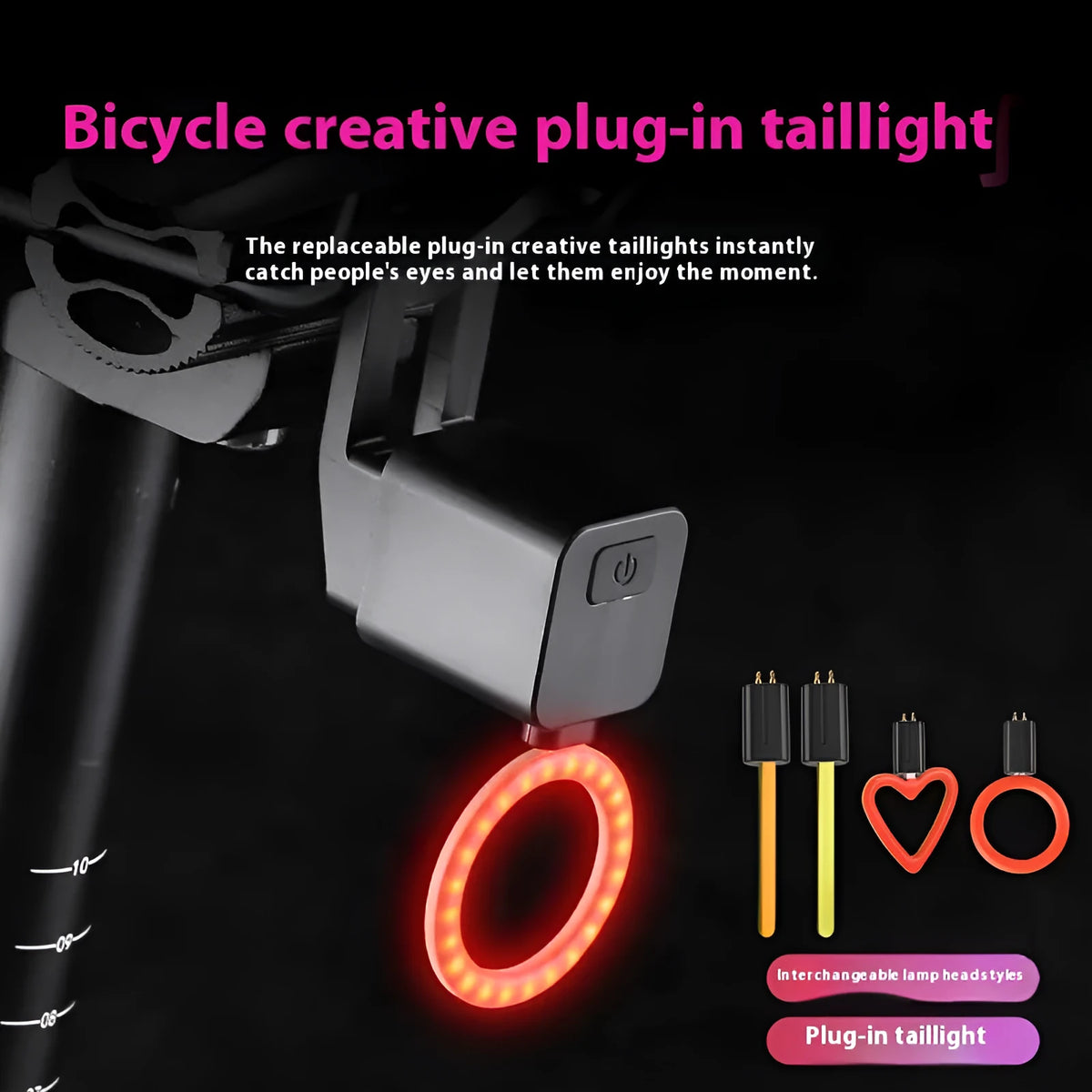 Bicycle running water taillight safety indicator lamp showing LED lighting pattern