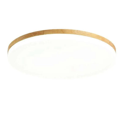 Japanese minimalist ceiling lamp with wood art body and acrylic shade in three diameter sizes