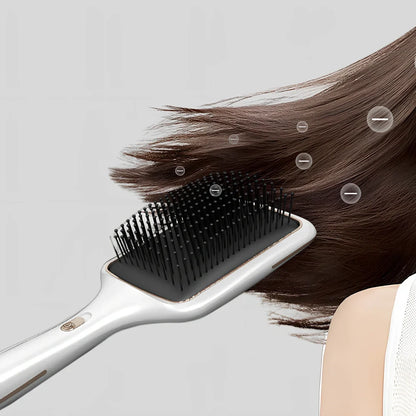 Black wireless straight hair comb with tourmaline ceramic 15mm heating elements and negative ion technology