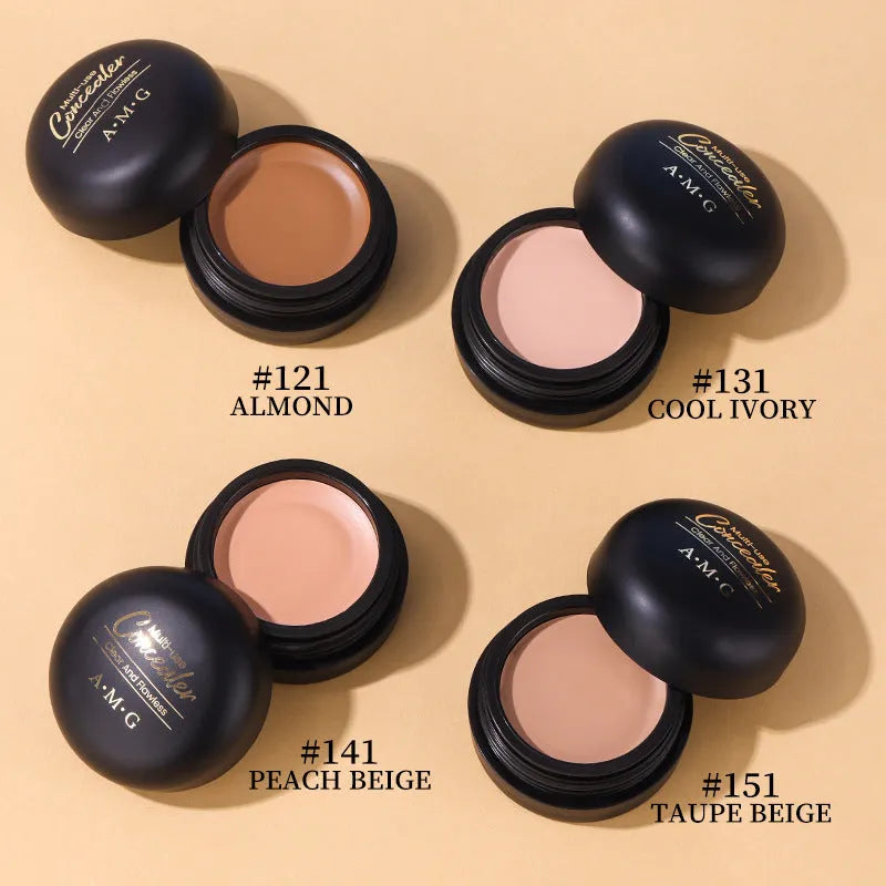 Waterproof sweat-proof concealer pen in 12g tube with four shade options including cool ivory and almond
