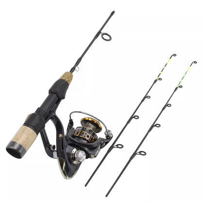 Double Tip Ice Fishing Rod with Spinning Wheel Tackle Set for winter angling