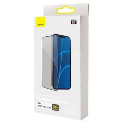 Full screen privacy tempered glass film for iPhone 5.4 inch 2021 model in black, HD front film with fitting tools