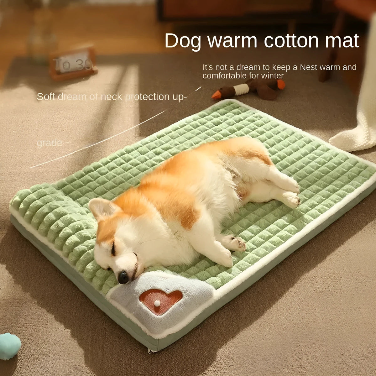 Large washable dog mat with detachable cover in grey colour, sized for autumn and winter use.