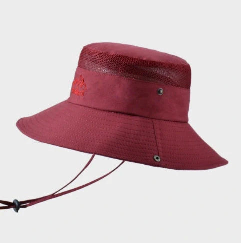 Breathable mesh bucket hat with 9cm brim for outdoor sun protection