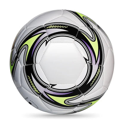 PVC machine-seam training football shown in red whirlwind colour design for size 4.