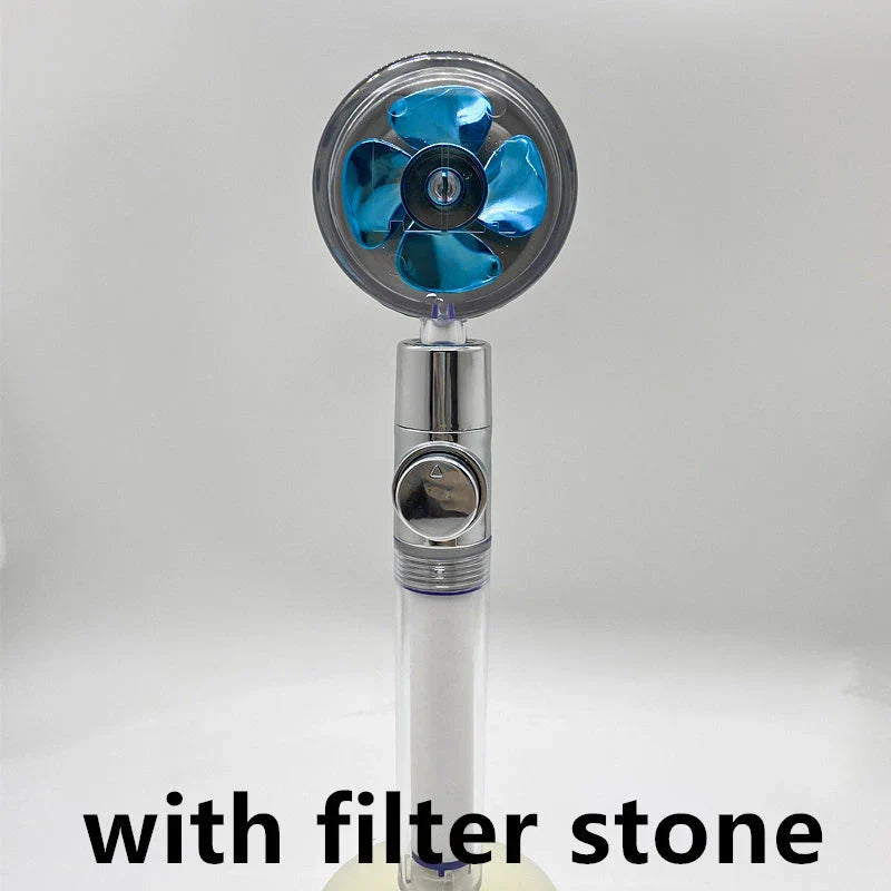360° Rotating Shower Head with Built-In Fan - Premium ABS Plastic Construction, Water-Saving High-Pressure Spray