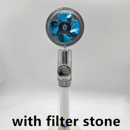 360° Rotating Shower Head with Built-In Fan - Premium ABS Plastic Construction, Water-Saving High-Pressure Spray