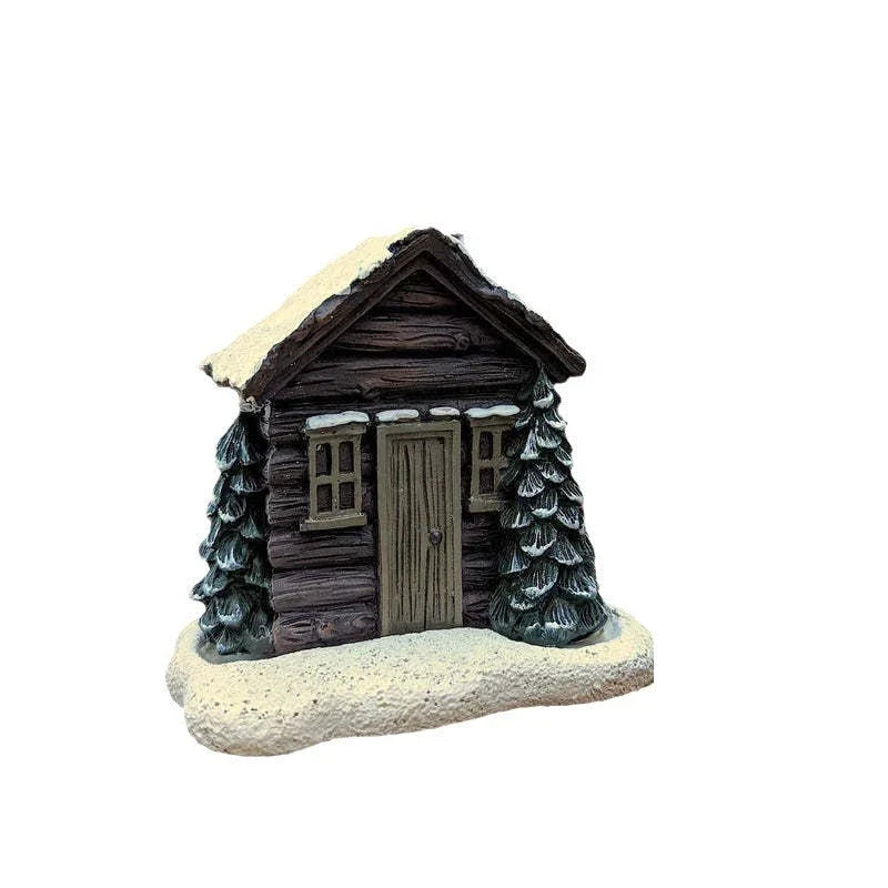 Rustic log cabin incense burner with intricate details, filling the air with soothing aromas