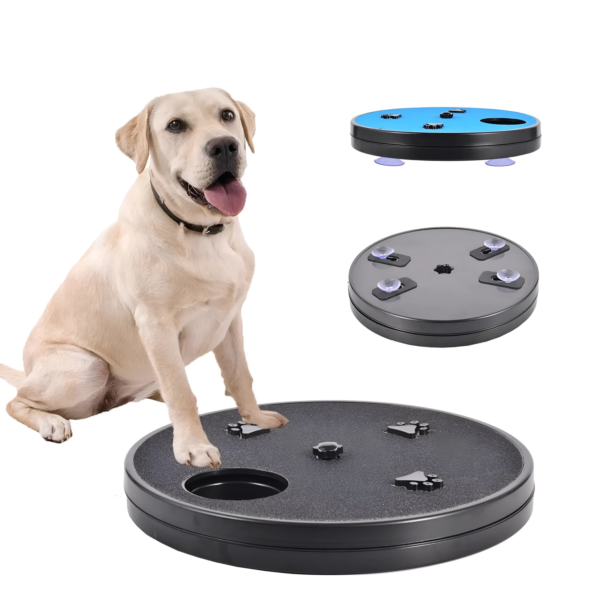 Dog nail file board with rotatable sandpaper surface and suction cup base