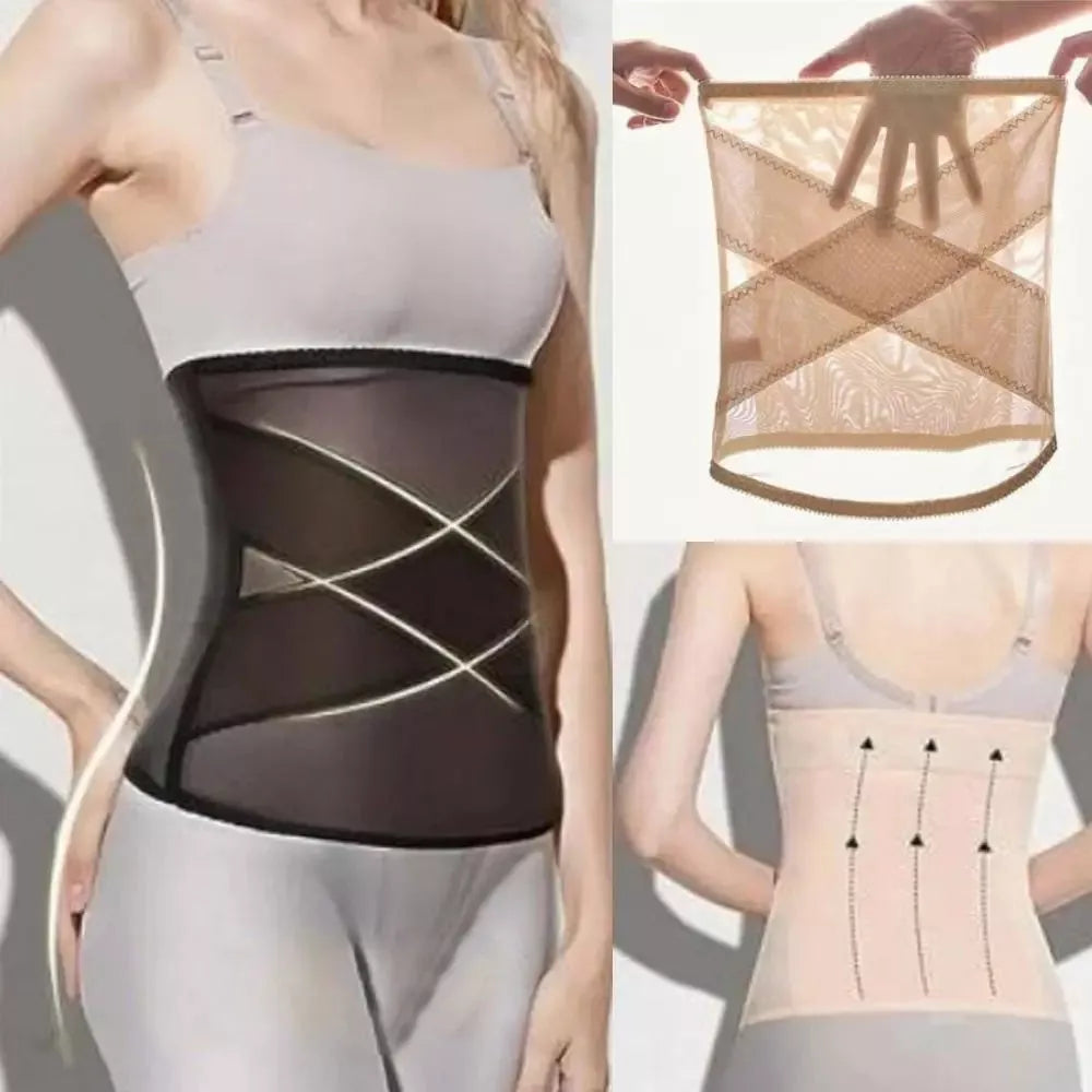 Women's waist trainer corset in black and skin colour for tummy control and posture support