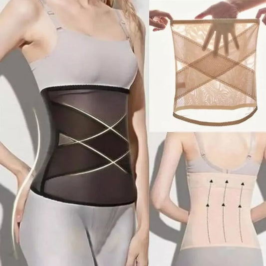 Women's waist trainer corset in black and skin colour for tummy control and posture support