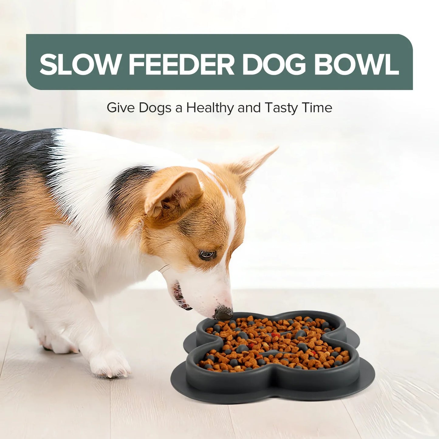 A raised silicone pet licking pad placed on a floor, showing its textured surface and non-slip base.