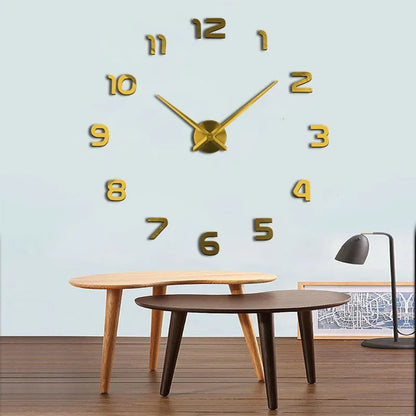 Silver-accented clear acrylic round wall clock 30cm diameter on white wall