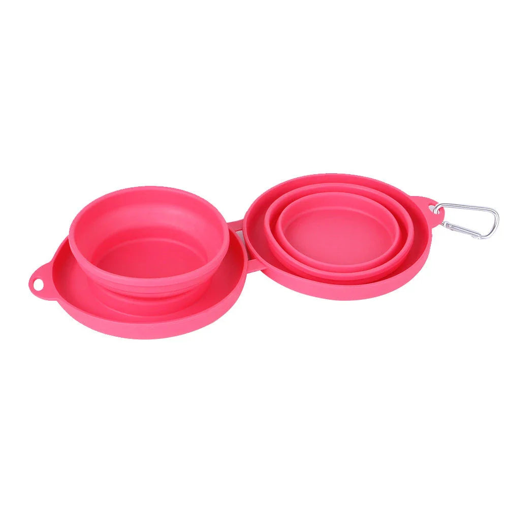 Spill-Proof Collapsible Pet Bowls for Dogs and Cats - Double-bowl Design with Non-Skid Silicone Mat