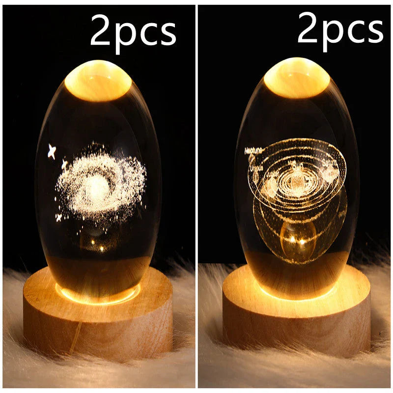 Enchanting galaxy crystal ball night light with 3D pattern, creating a mesmerizing celestial display for bedroom decor