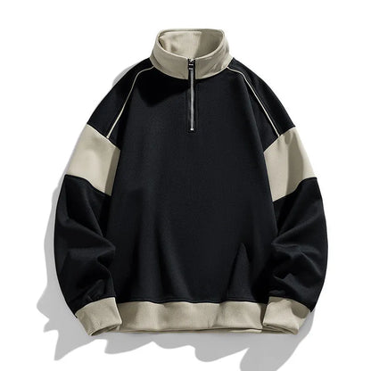 Men's rabbit fur corduroy hooded sweater with drop shoulders and loose lapels in beige colour