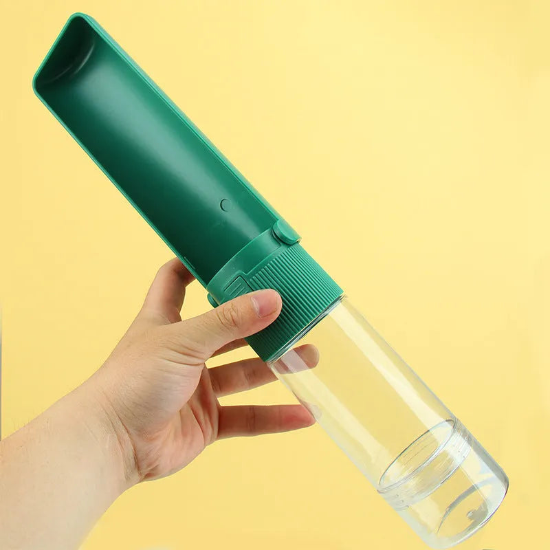 Portable pet water bottle 280ml HIPS with drawer trough, one-click lock, and drawstring, 7.9 x 7.4 x 21.2cm