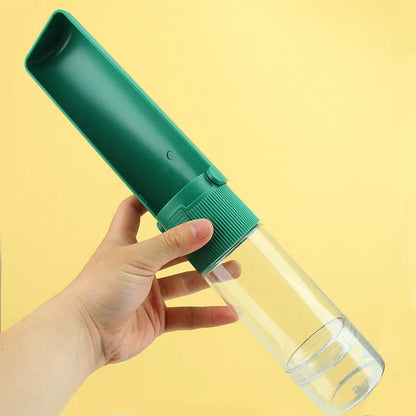 Portable pet water bottle 280ml HIPS with drawer trough, one-click lock, and drawstring, 7.9 x 7.4 x 21.2cm