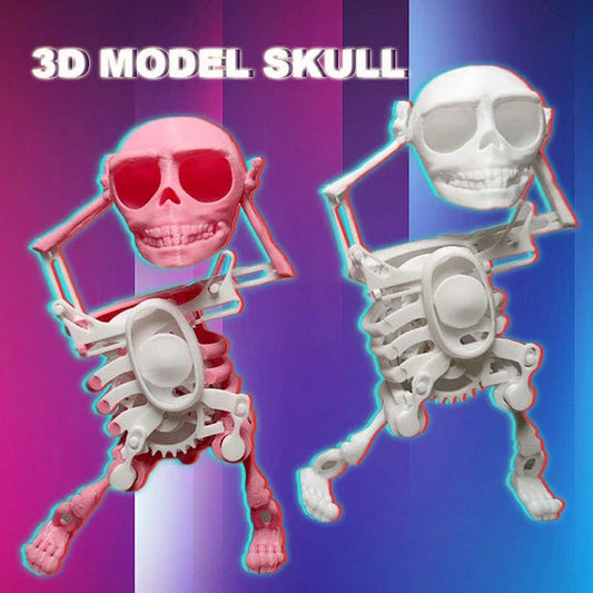 Customizable 3D Skull Desktop Toy with Gravity-Defying Design, Available in White, Pink and White, Red and Green, and Purple and White Color Options