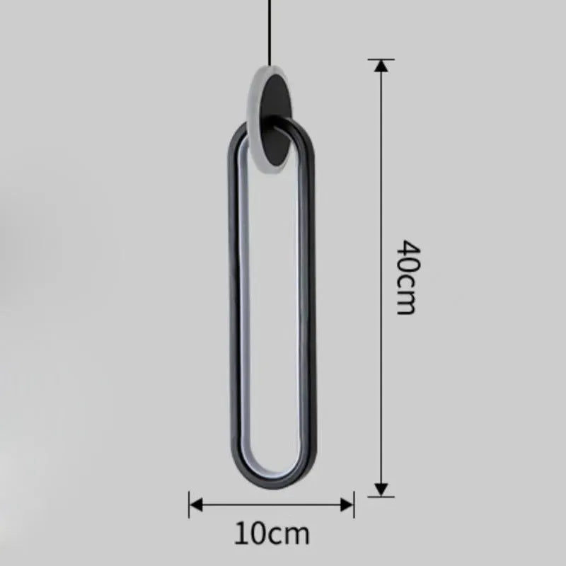 Nordic black double ring LED bed lamp chandelier with adjustable height above bedside