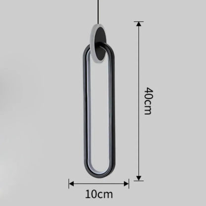 Nordic black double ring LED bed lamp chandelier with adjustable height above bedside