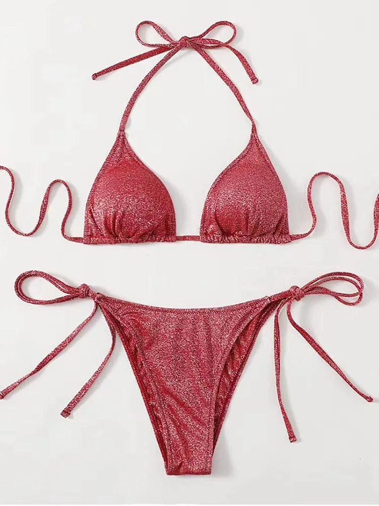 Fashion Bikini Swimsuit with Split Bandage Design: Contouring Fit with Adjustable 4cm Straps in Six Colours for a Secure and Defined Silhouette