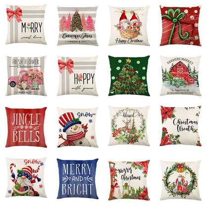 Cozy snowflake throw pillow covers with vibrant holiday designs in multiple color options